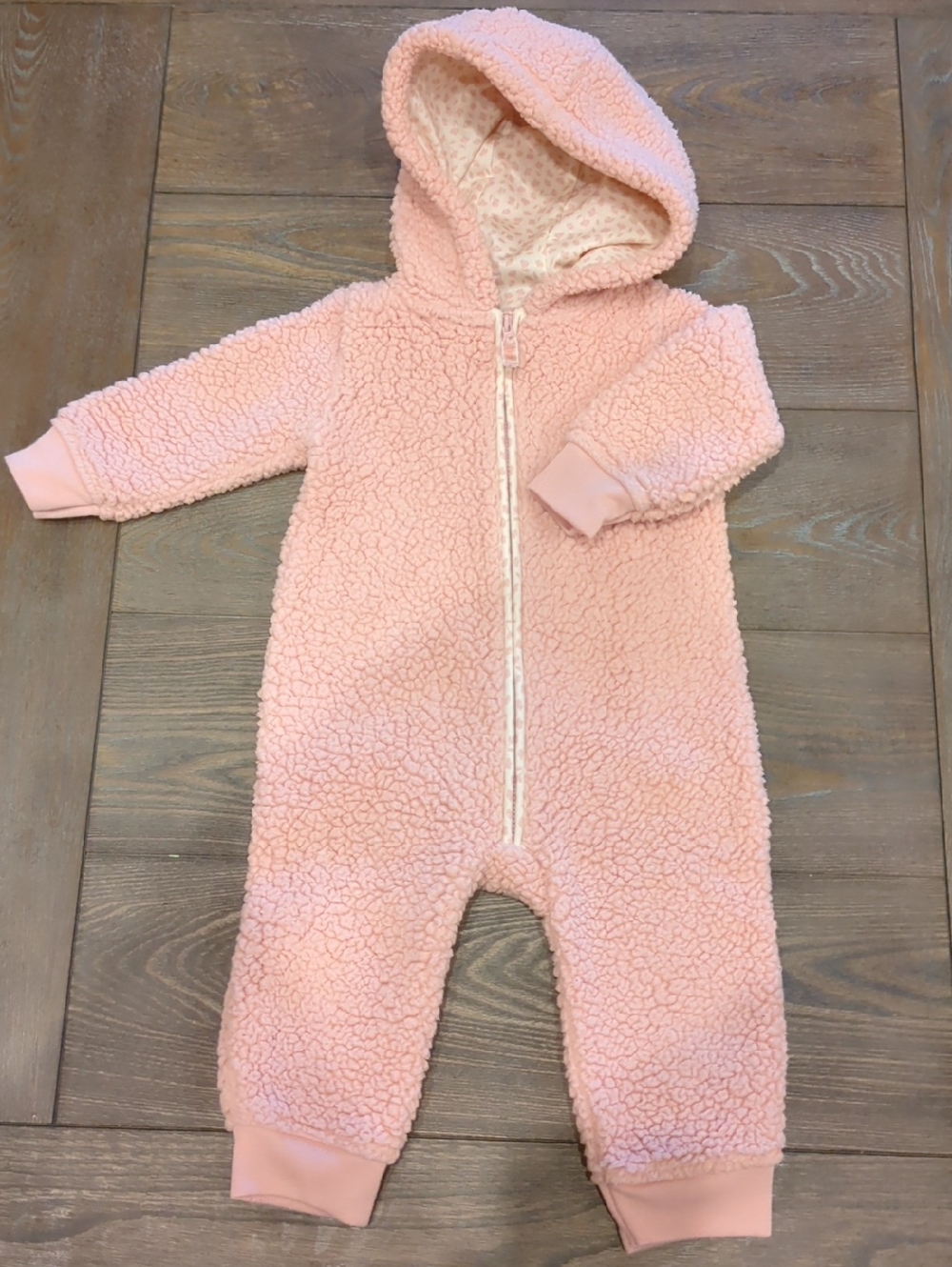 Carter's Light Pink Sherpa Hooded One-Piece Footie